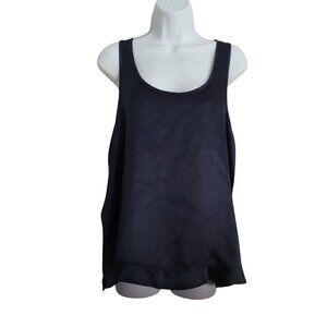 PJ Harlow Navy Satin Sleeveless Tank Top Willow M Loungewear Pajama Ruffle